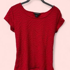 Liz Claiborne Textured Red Short-Sleeve Top